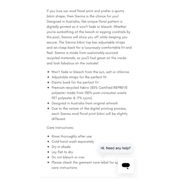 VDM the Label Sienna Mod Floral Bikini Top Size: Small - Picture 15 of 16